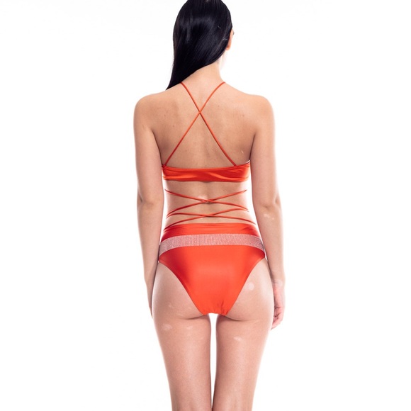 SUN IS UP - Crystal Embellished Bikini Set in St. Tropez Sunset - Picture 5 of 5